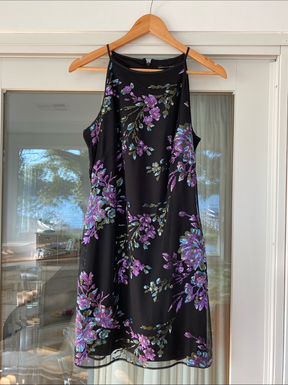 White House Black Market Black Midi Dress with Sequin Accents - Picture 1 of 4